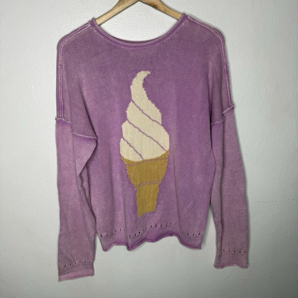 Wildfox Soft Serve I've-Cream Purple Sweater Twee Cotton Womens Medium